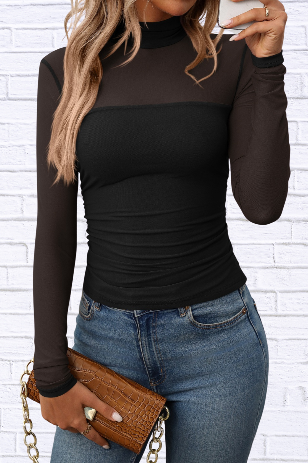 Mock Neck Long Sleeve Top