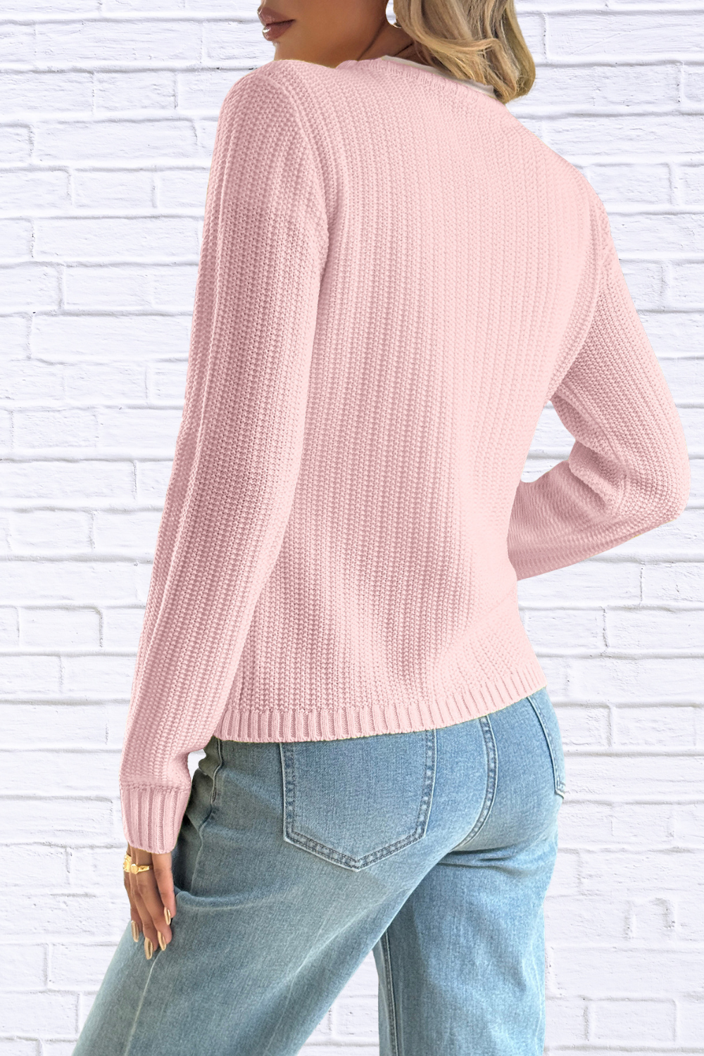 Front Ribbed Long Sleeve Cardigan