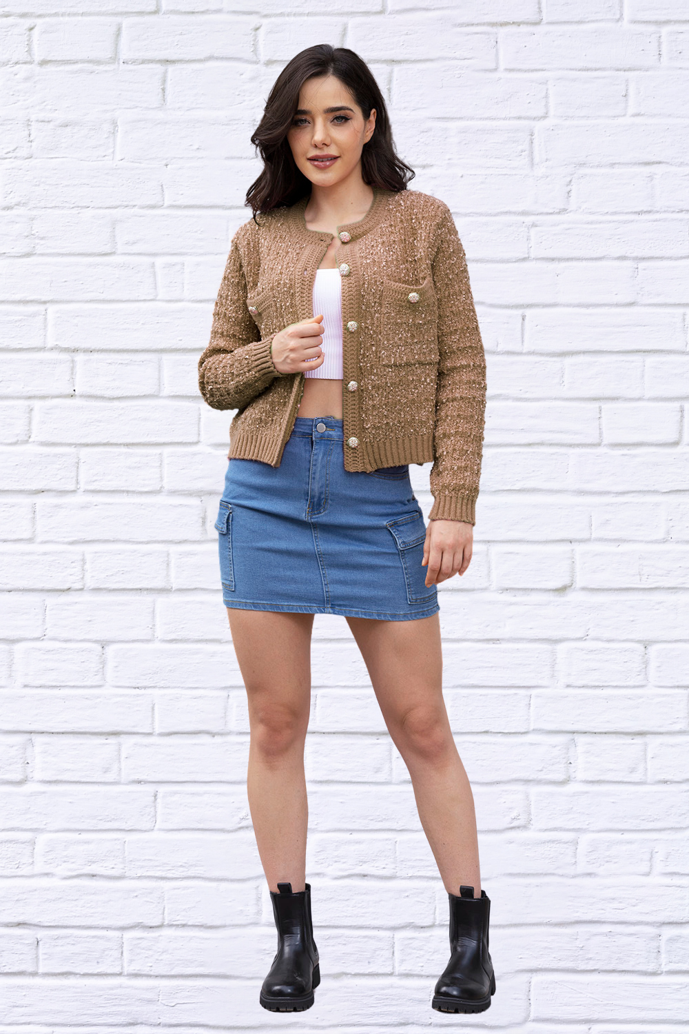 Button Up Round Neck Cardigan