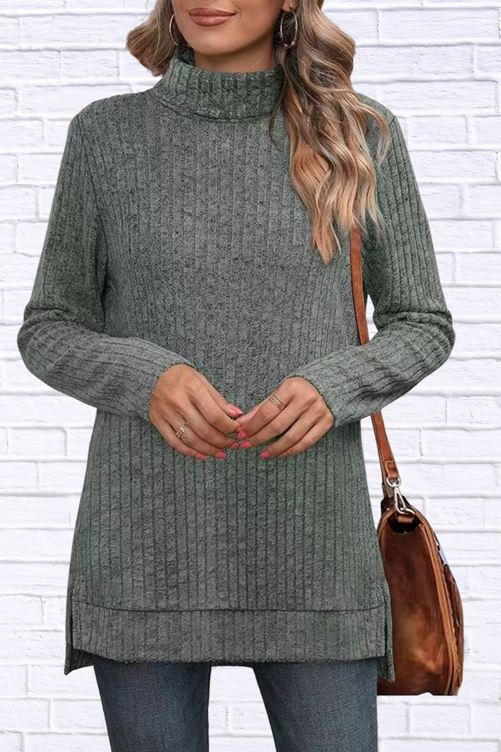 Turtleneck High Low Top