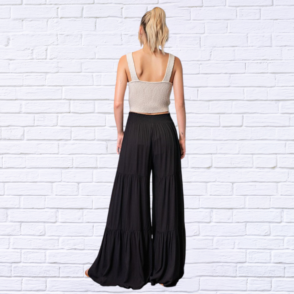 Women's Black Super Swingy Wide Leg  Woven Pants