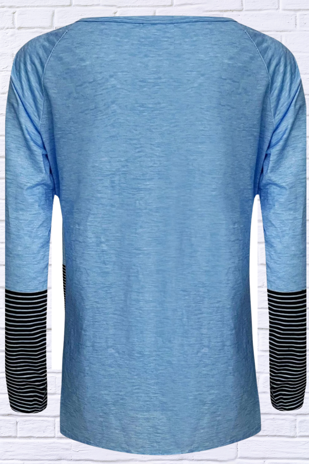 Full Size Striped Quarter Button Long Sleeve T-Shirt