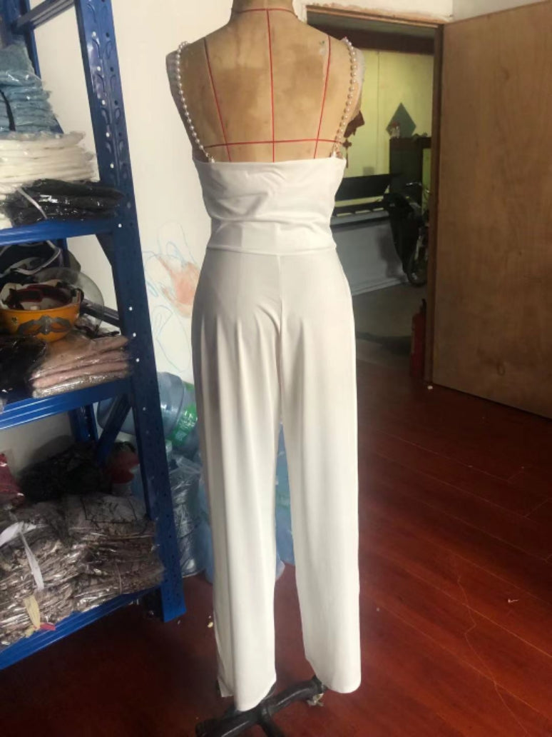 Wide Leg Sleeveless V-neck Backless Jumpsuit