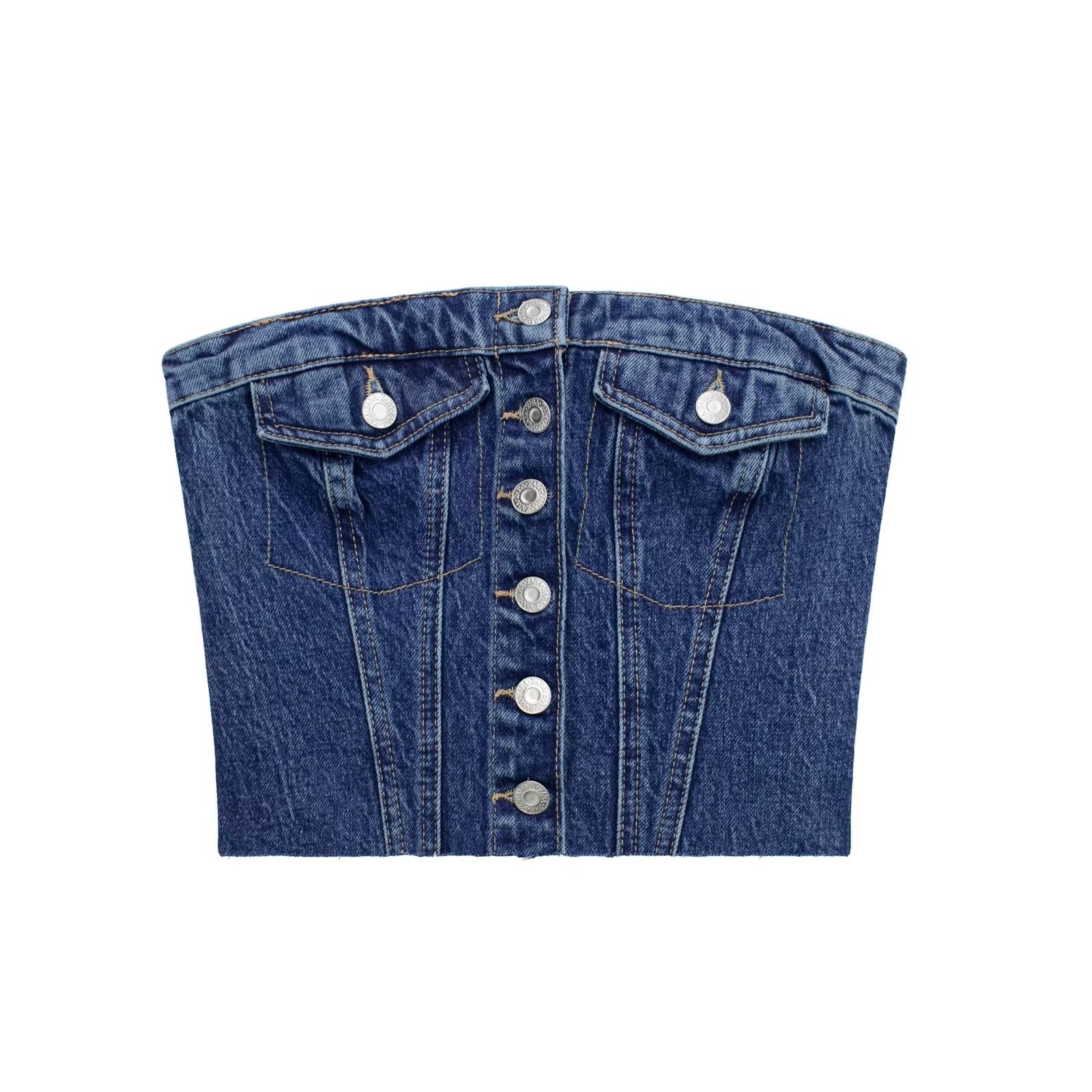 Shirley Washed Denim Corset Tube Top
