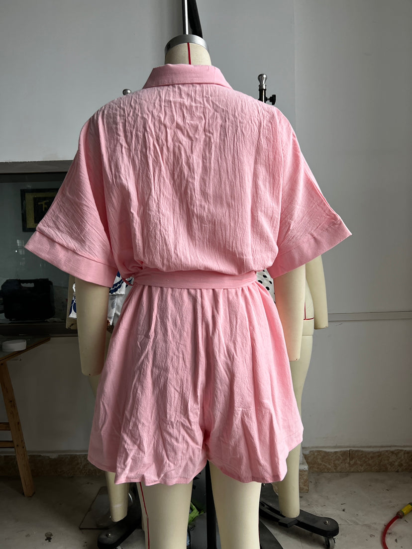 Polo Collar Mid Sleeve Romper