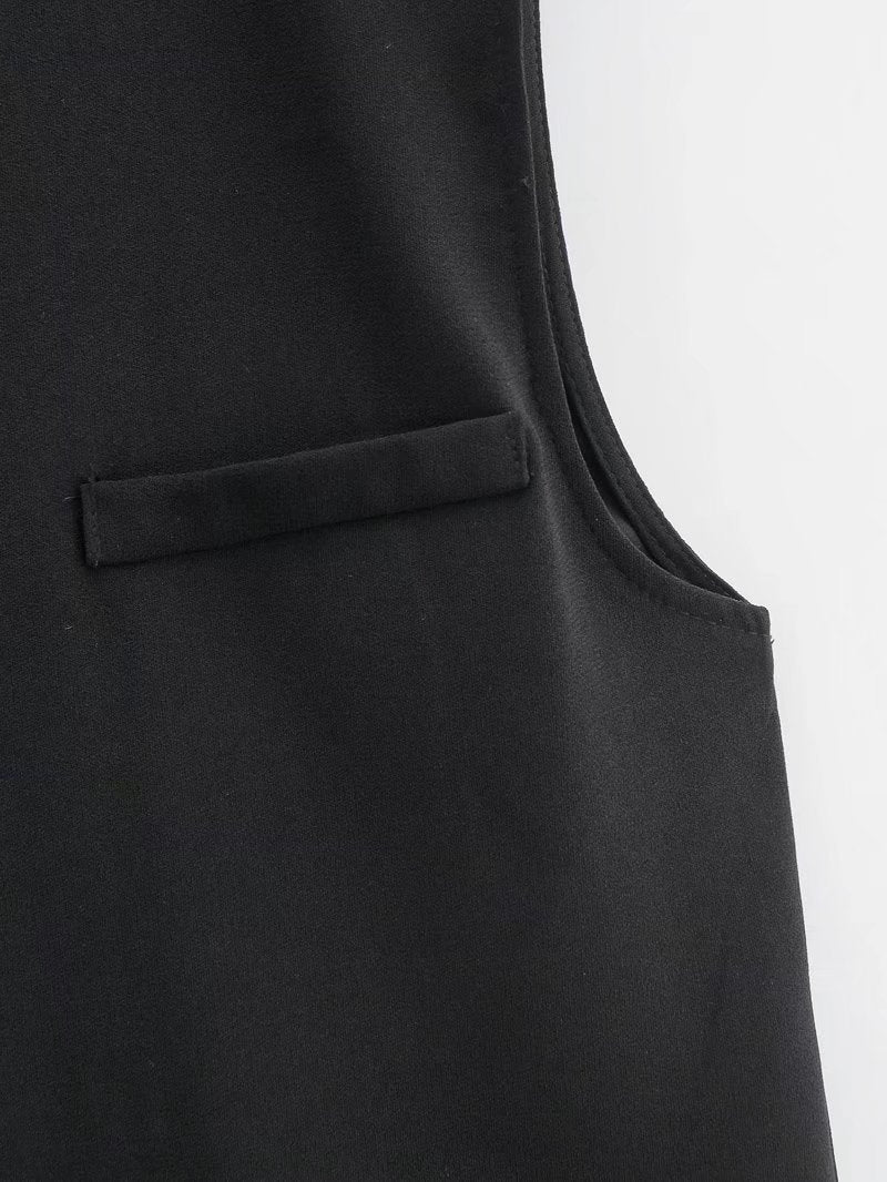 Black Sleeveless Casual Vest