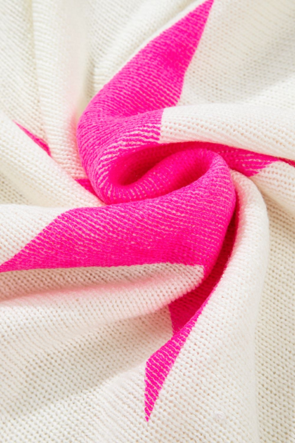 Bright Star Contrast Round Neck Long Sleeve Knit Top