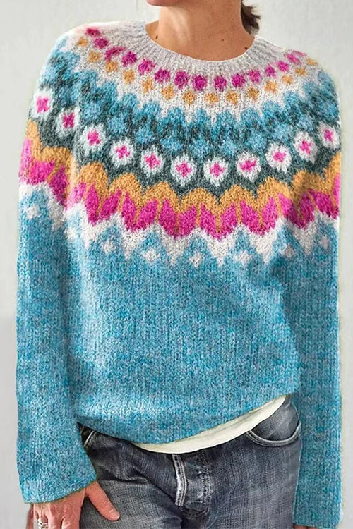 Vintage Crewneck Unique Print Cozy Sweater(in 3 Patterns)
