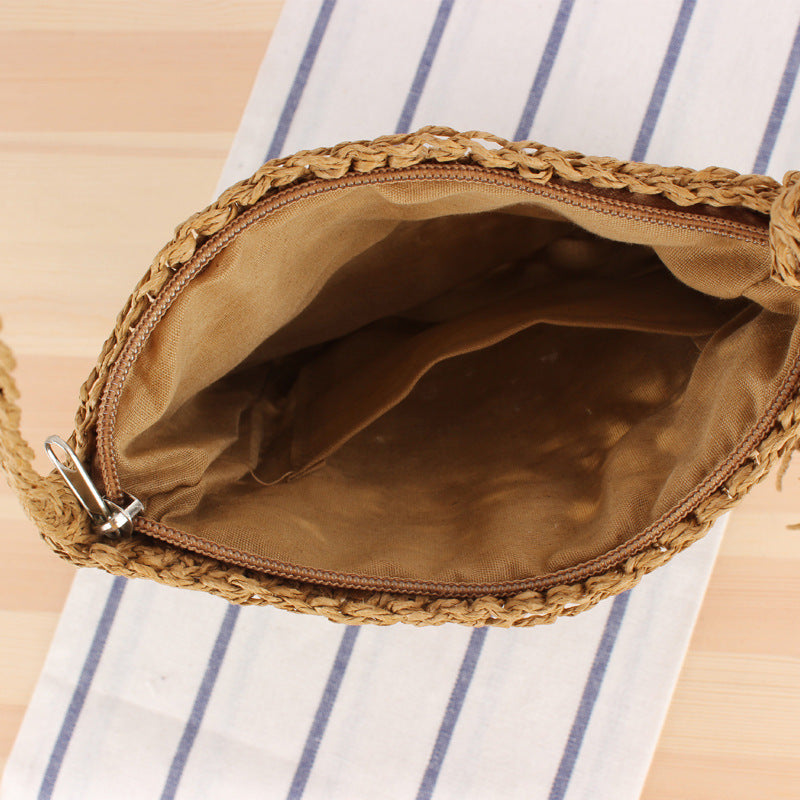 Simple Hollow Out Cutout Tassel Crossbody Crochet Cotton Bag