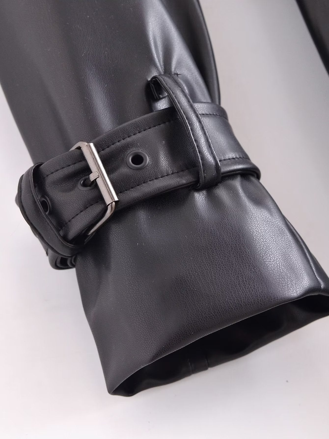 Black Faux Leather Trench Coat