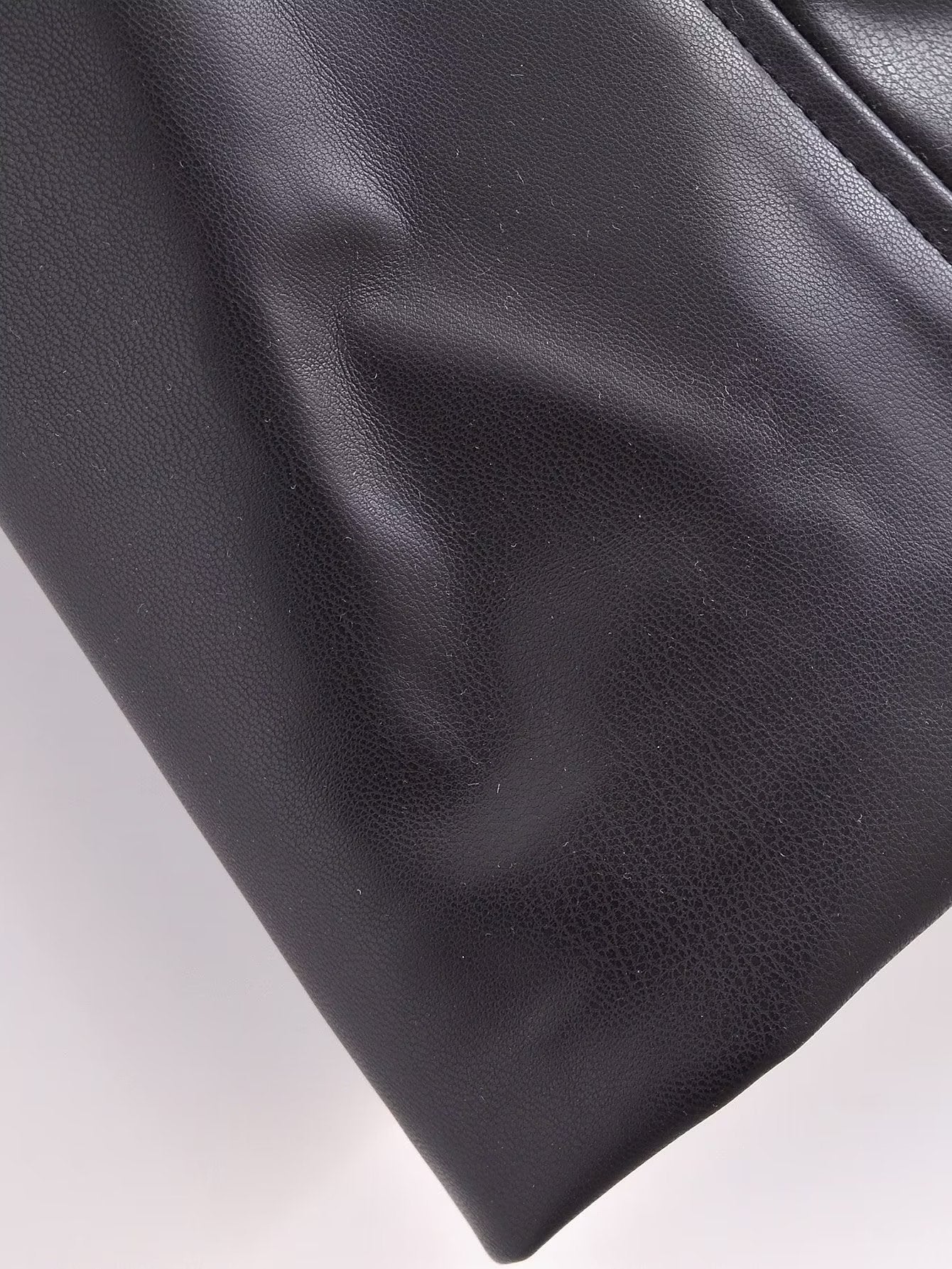 Black Faux Leather Trench Coat