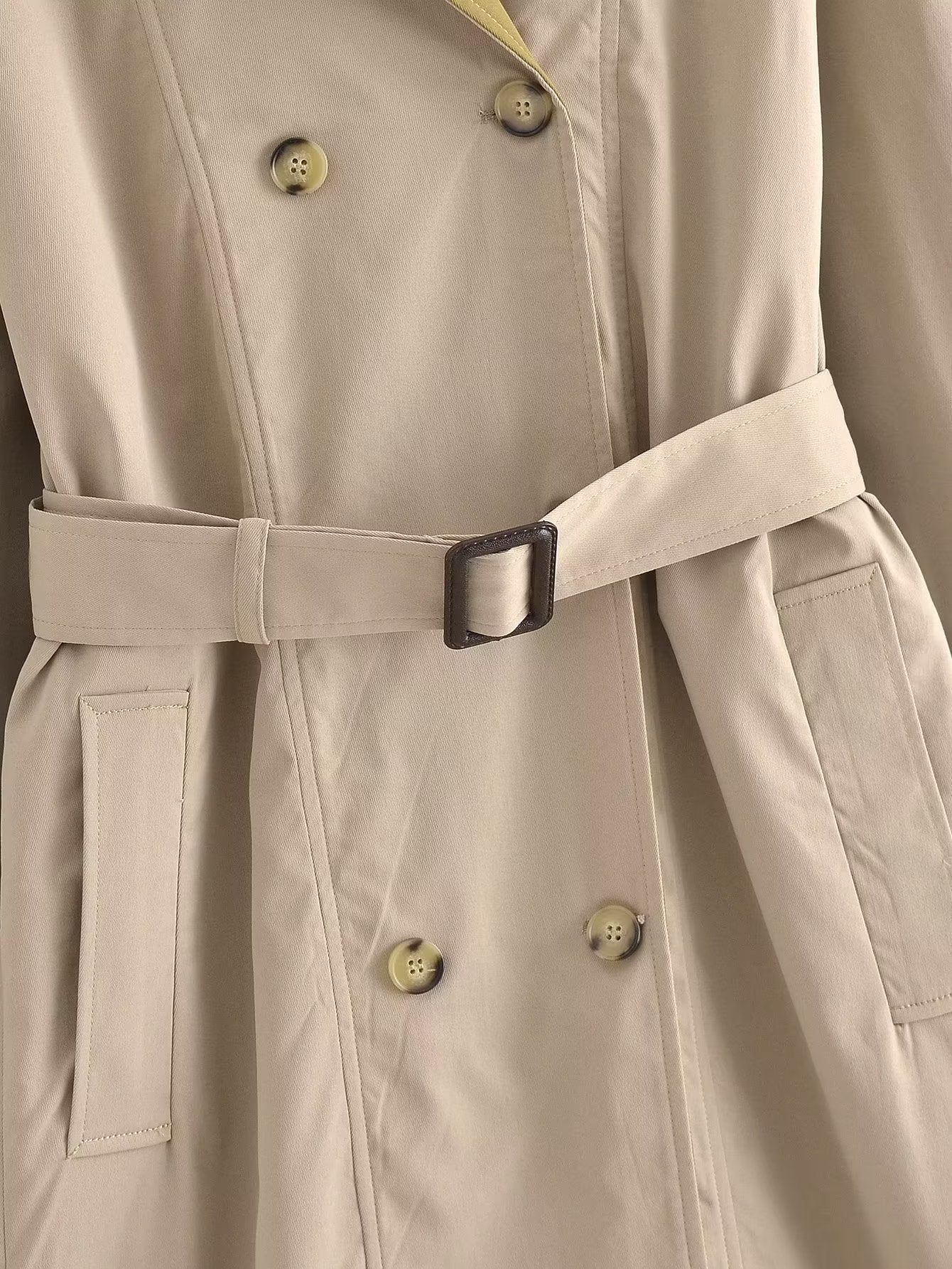 Contrast Color Loose Trench Coat