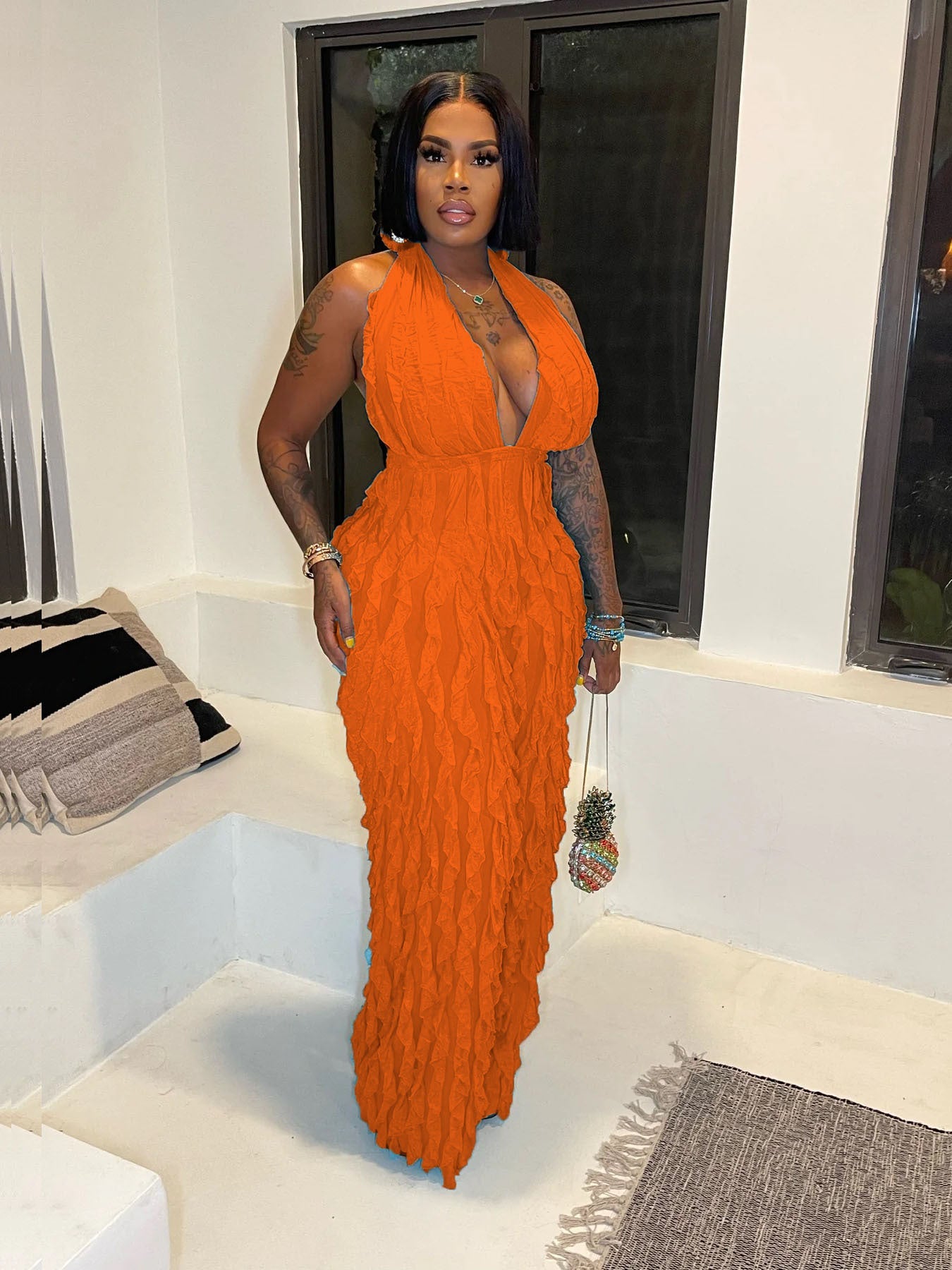 Plunge High Waist Jumpsuit