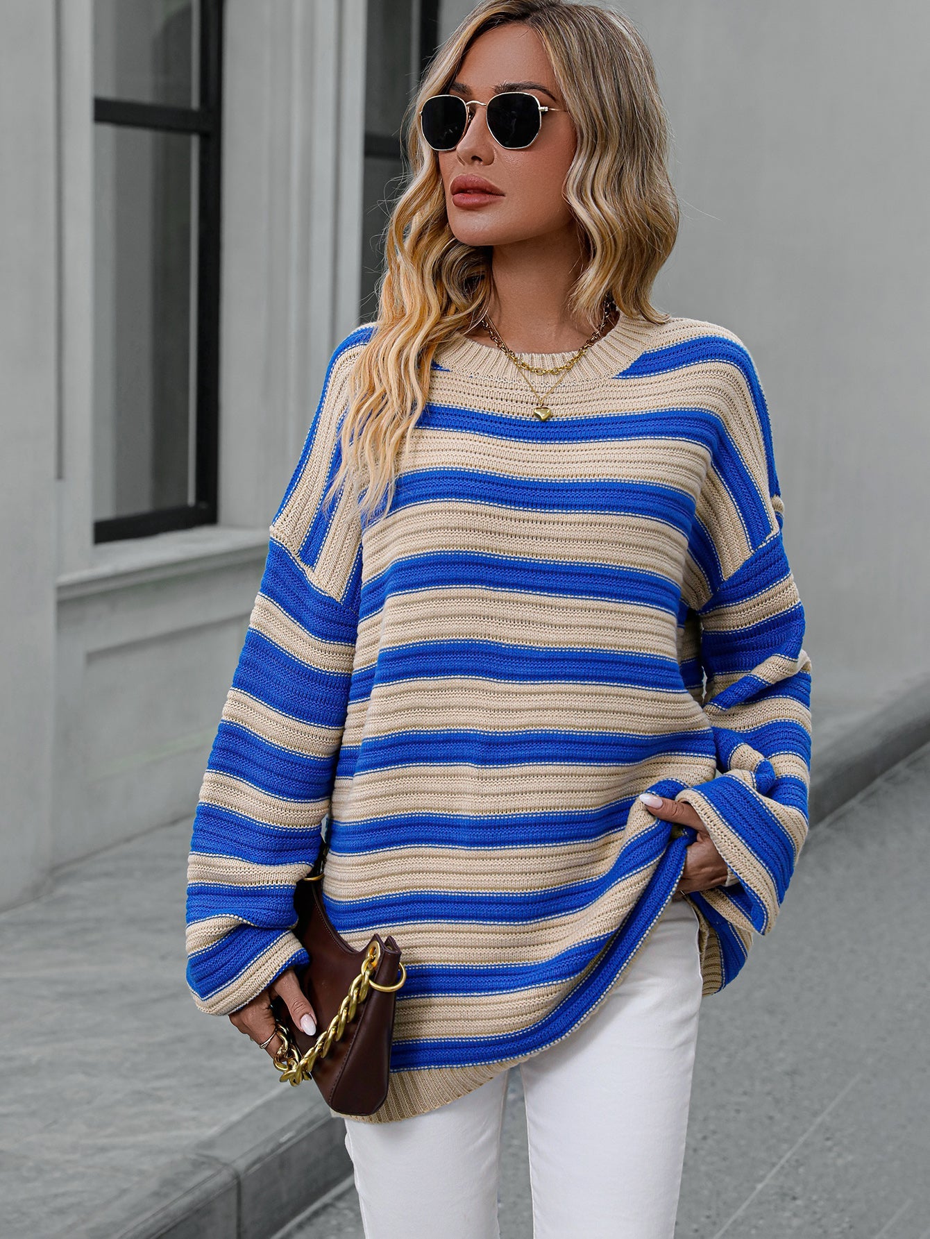 Knitted Crew Neck Pullover Sweater