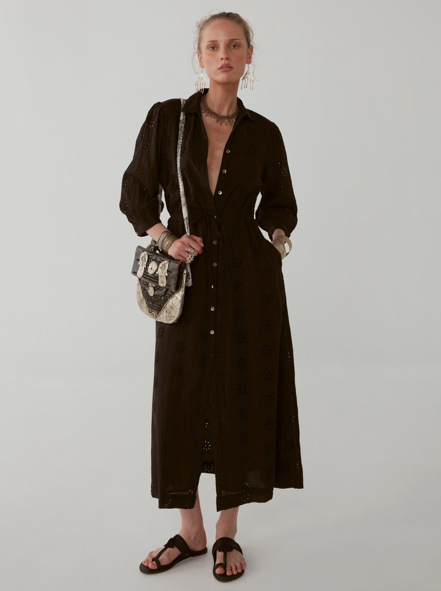 Carol Sexy Embroidered Kaftan Dress