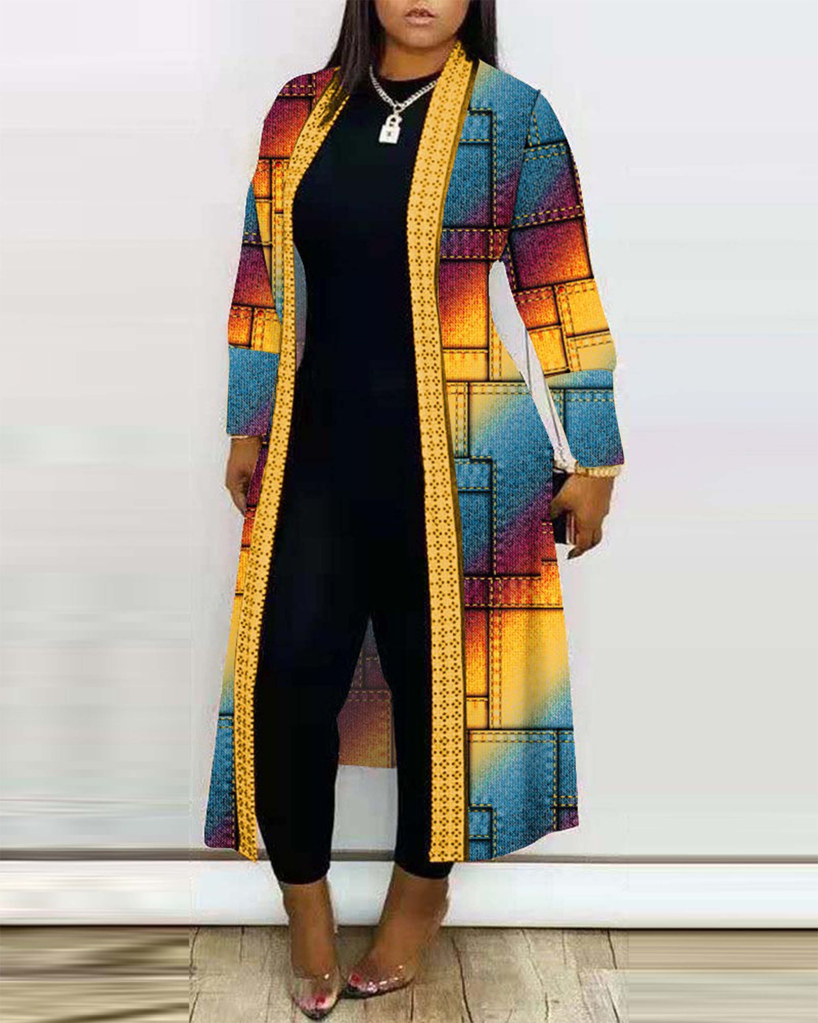 Printed Long Sleeve Cardigan Shawl