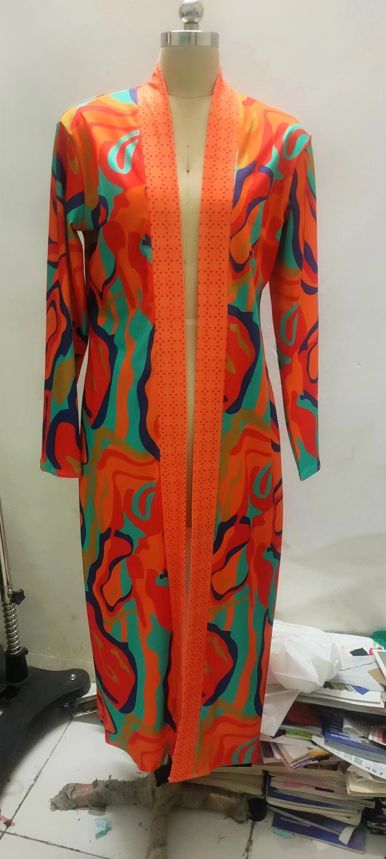 Printed Long Sleeve Cardigan Shawl