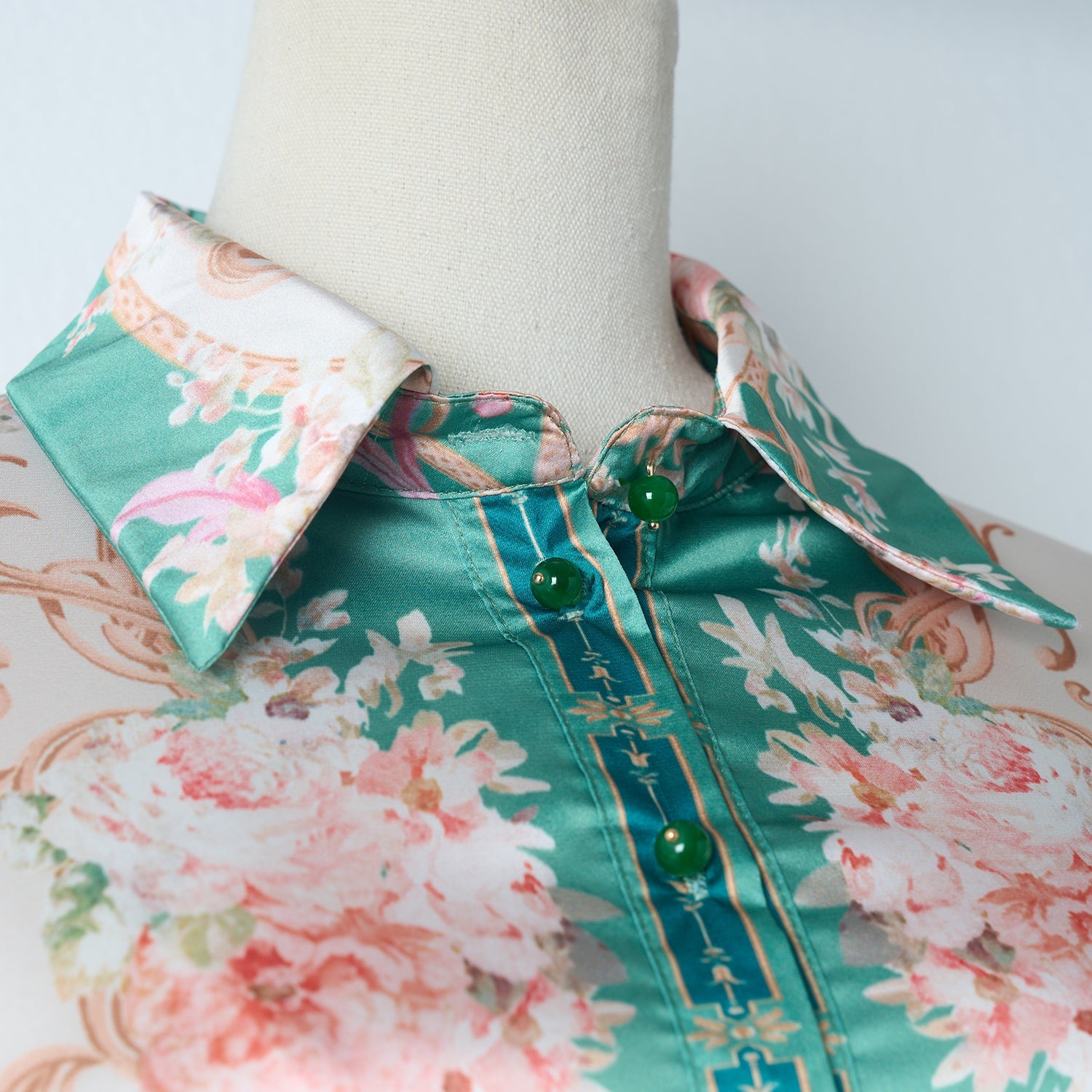 Green Vintage Print Two Piece Set