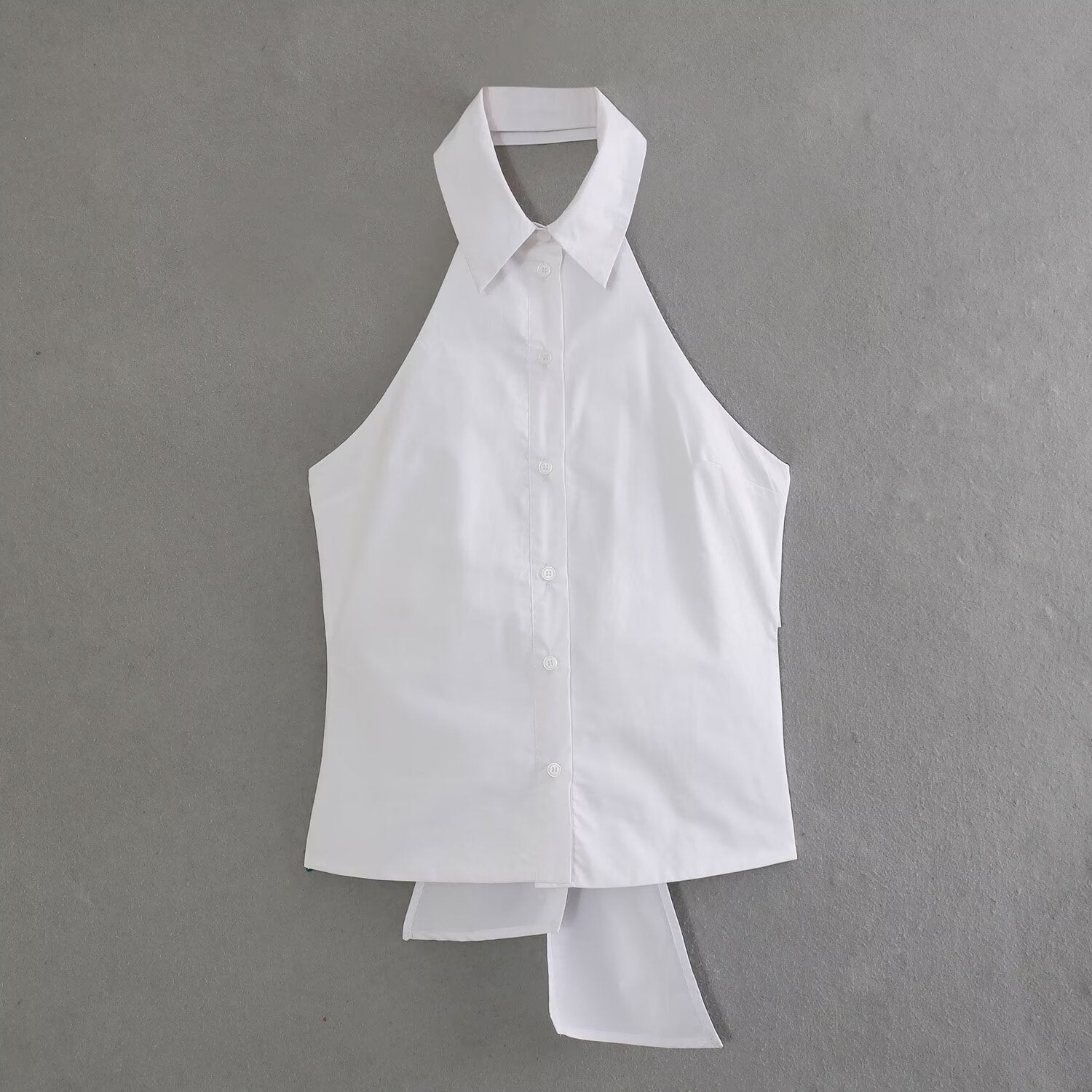 Hanging Collar Fabric Trench Coat Top