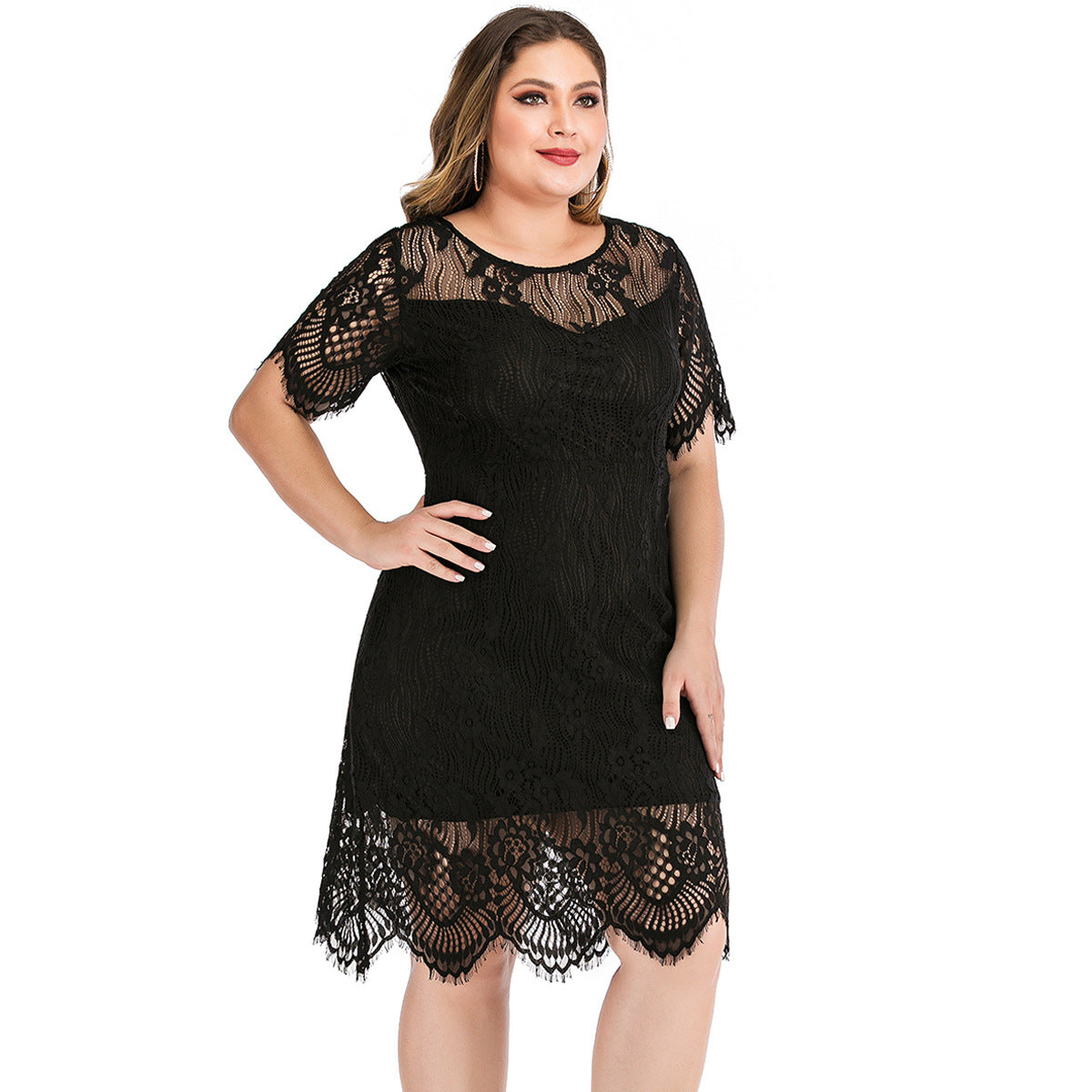 Plus Size Ladies Lace Dress