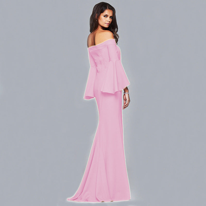 Valerie Flare Sleeves Off Shoulder Evening Dress