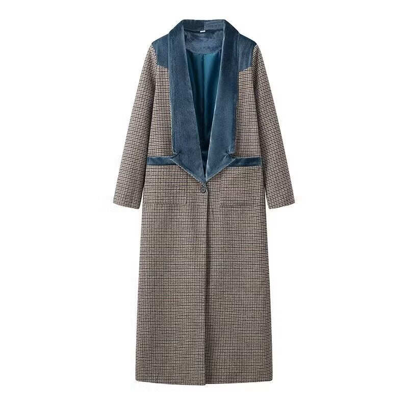 Checked Woolen Slim Coat