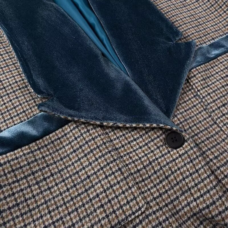 Checked Woolen Slim Coat