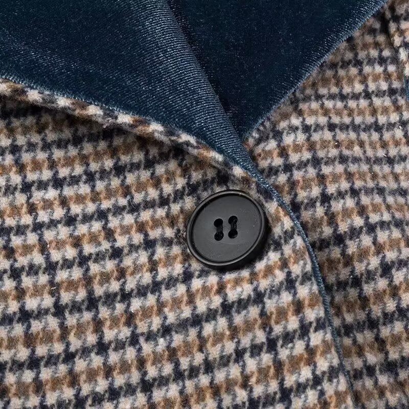 Checked Woolen Slim Coat