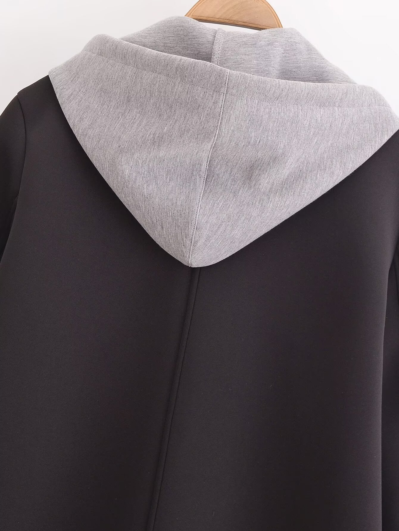 Black Woolen Hooded Overcoat