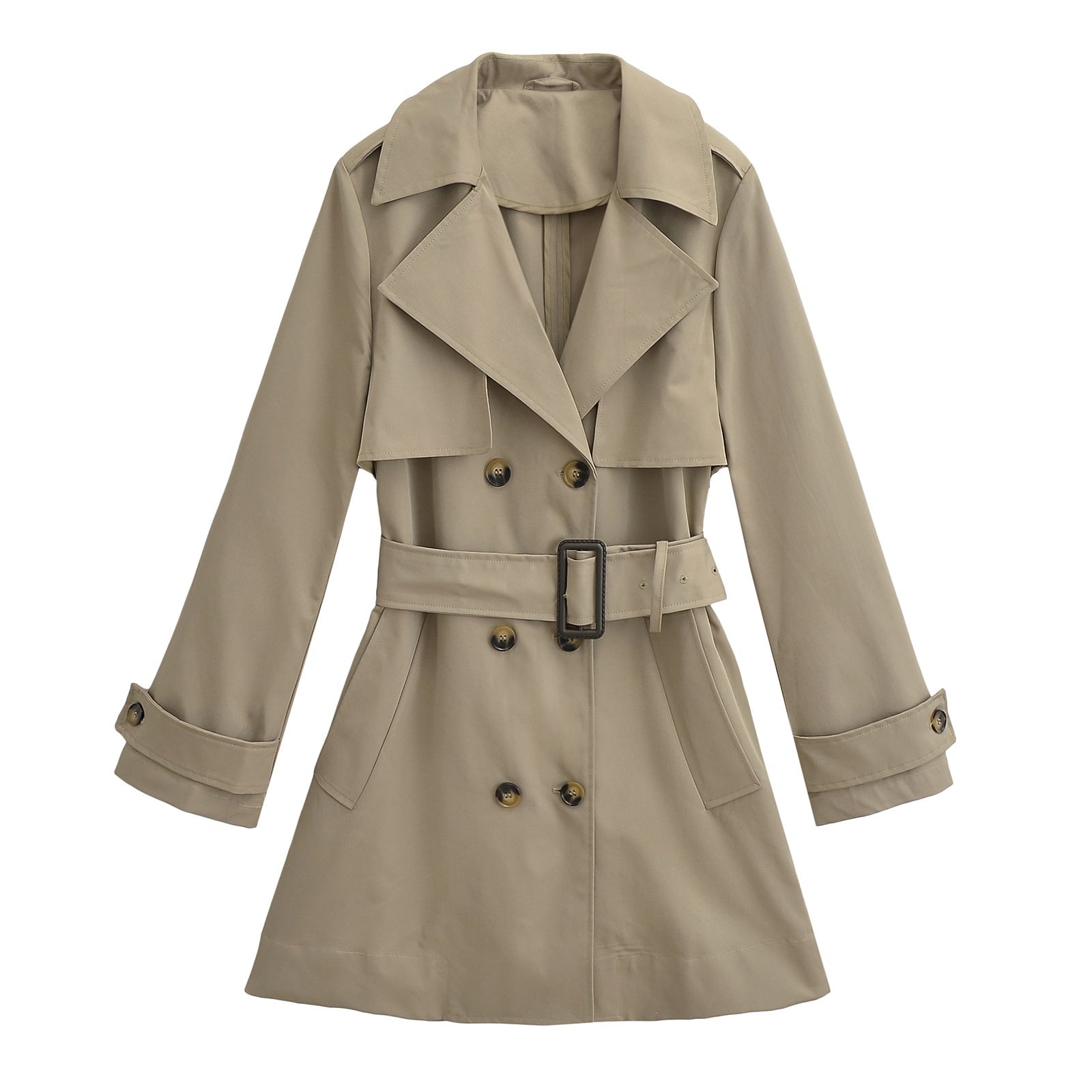 Double Breasted Loose Mid-length Trench Coat