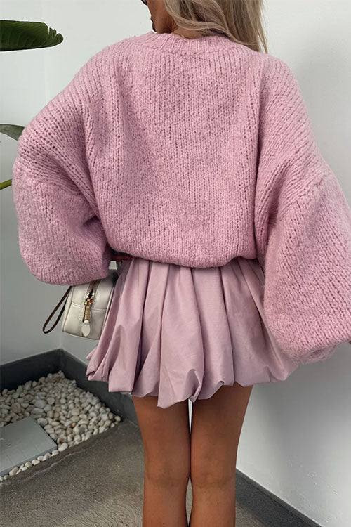 Crewneck Lantern Sleeves Oversized Sweater