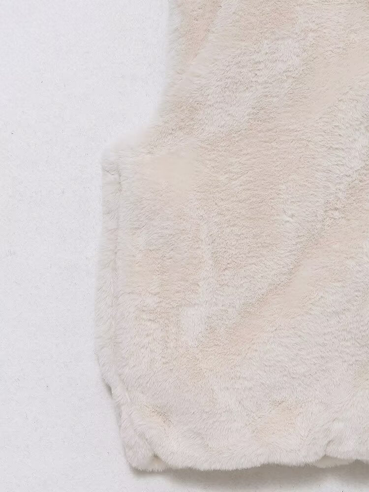 Faux Fur Hooded Vest Top