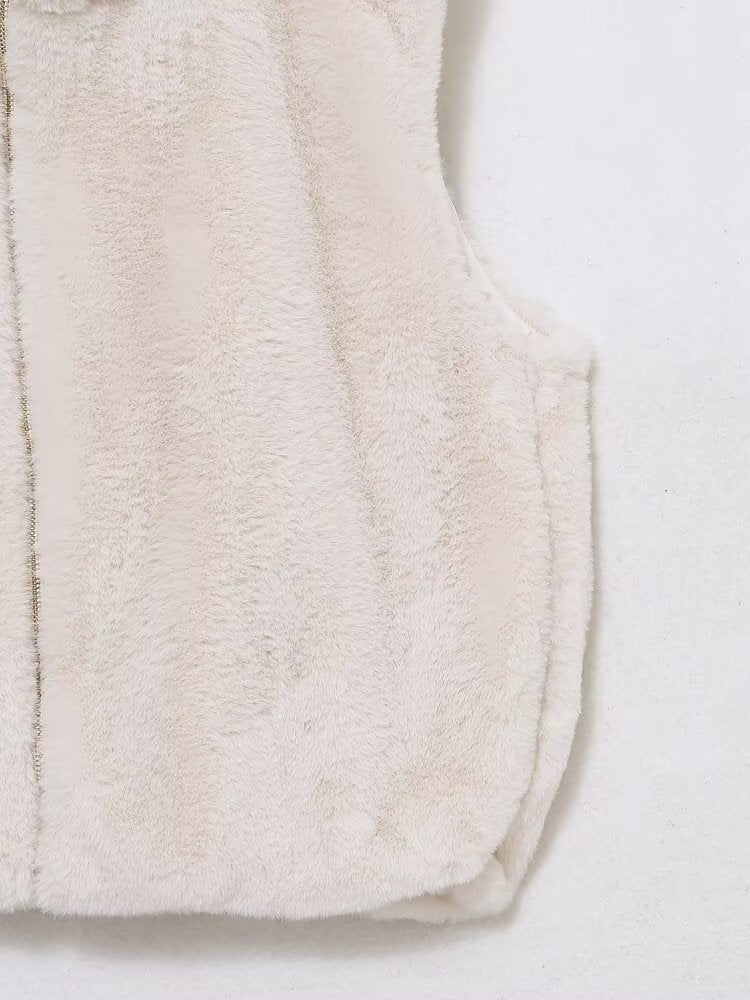Faux Fur Hooded Vest Top