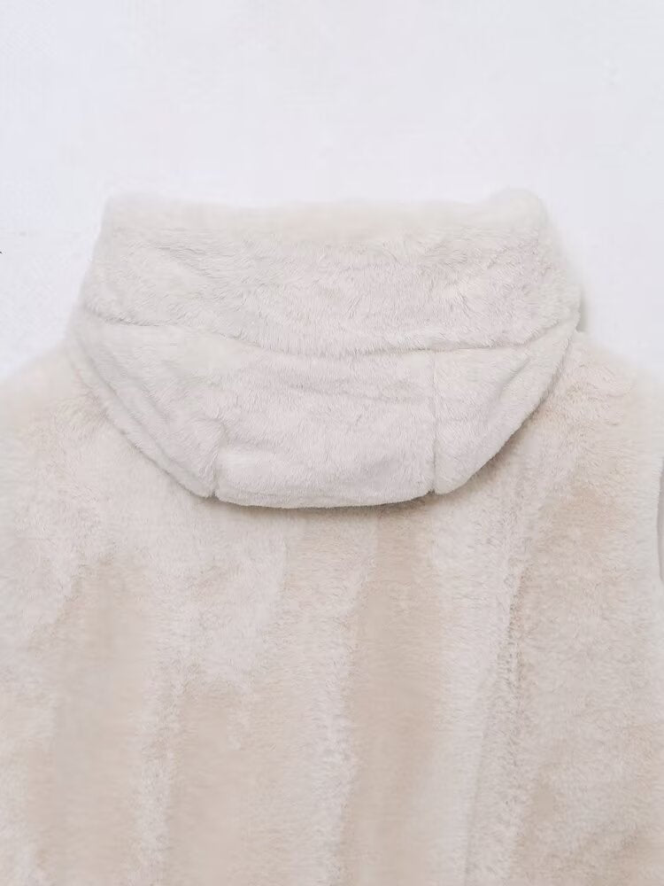 Faux Fur Hooded Vest Top