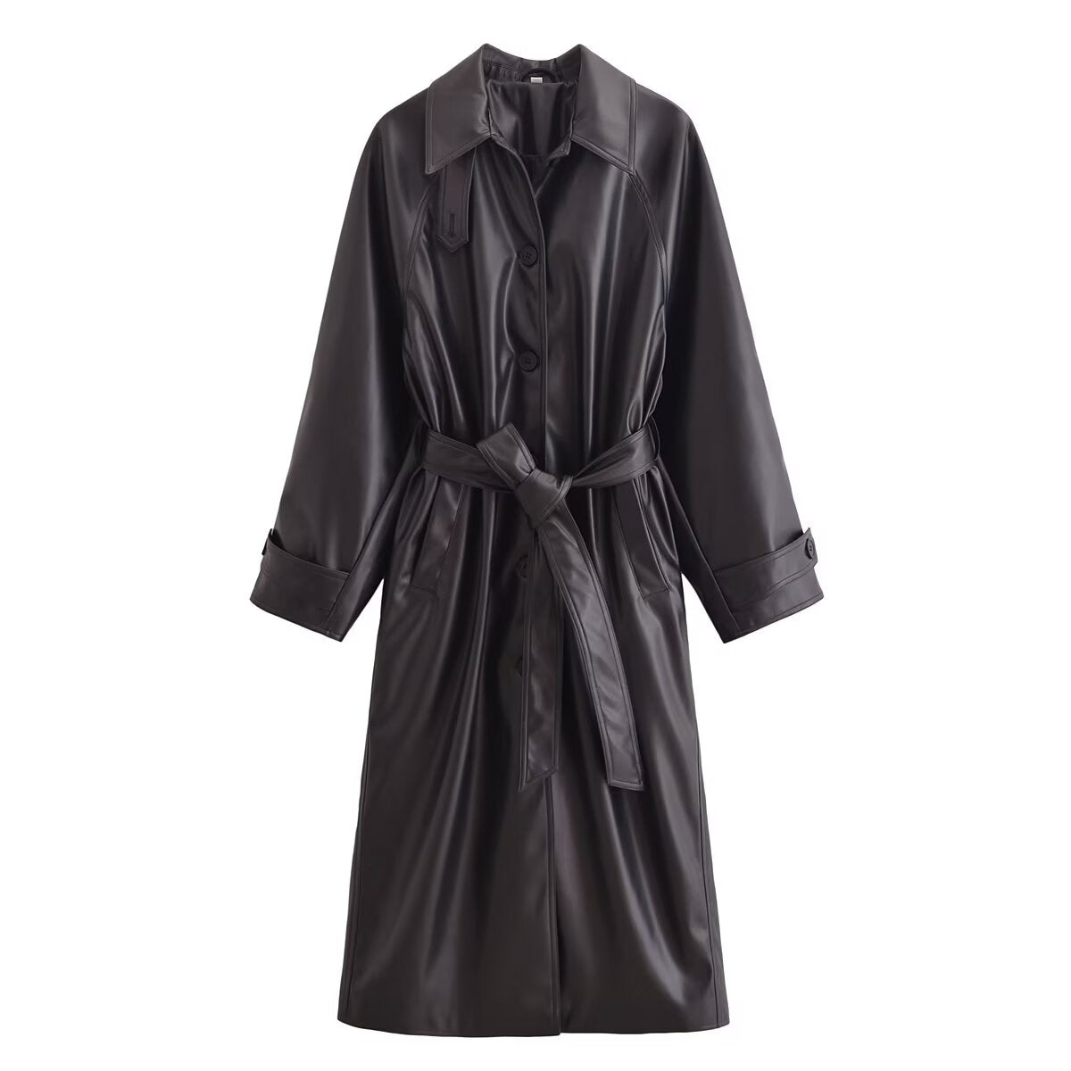 Artificial Leather Long Coat