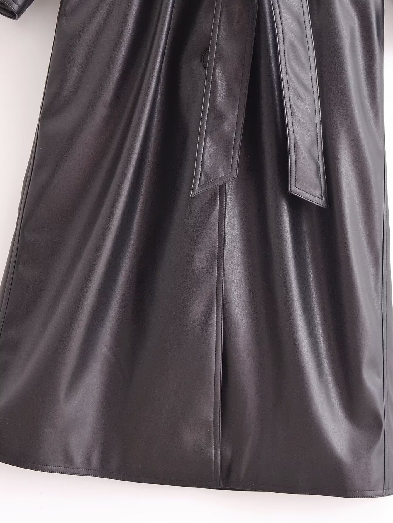 Artificial Leather Long Coat