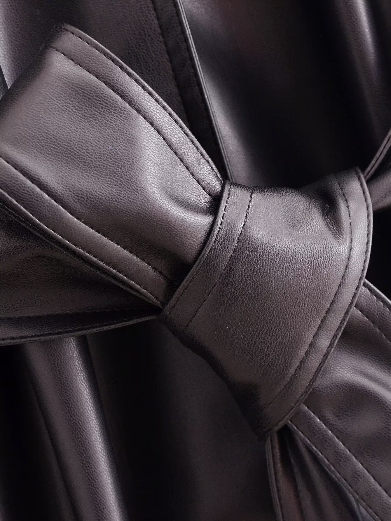 Artificial Leather Long Coat