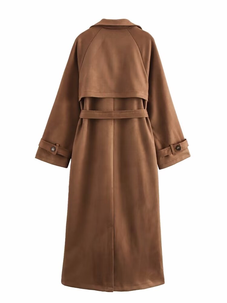 Double Button Long Trench Coat Jacket