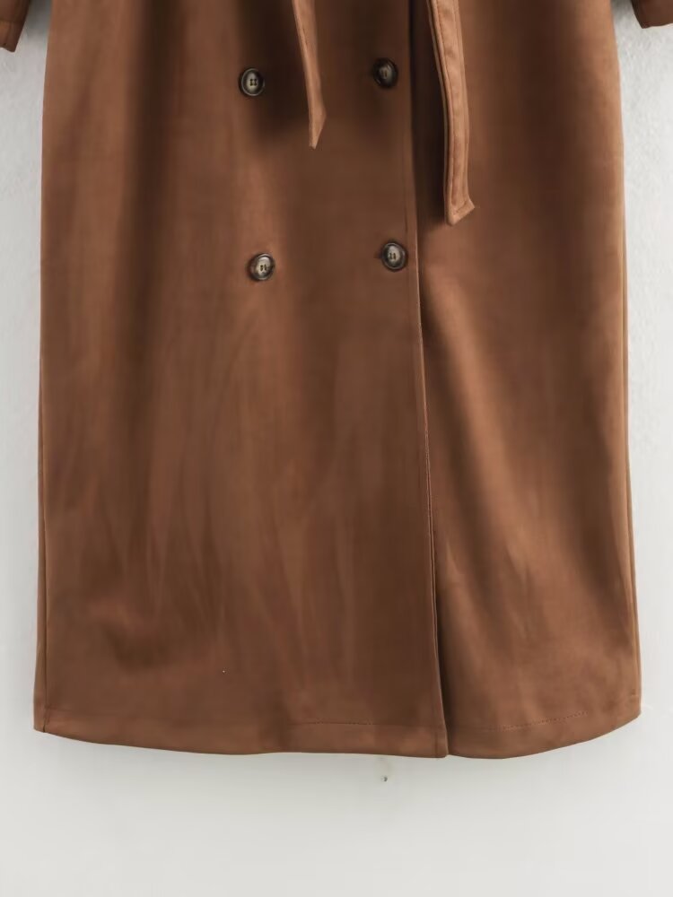 Double Button Long Trench Coat Jacket