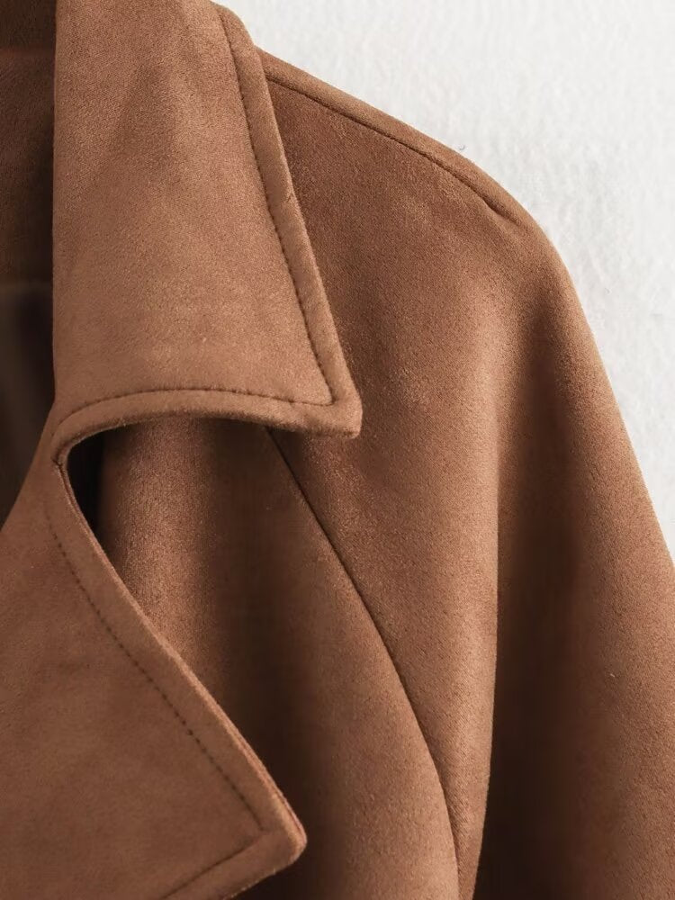 Double Button Long Trench Coat Jacket