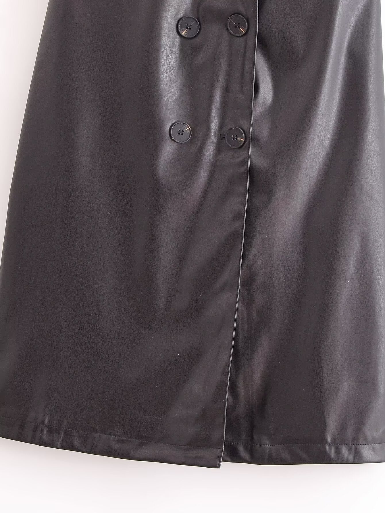 Faux Leather Sleeveless Trench Coat Dress