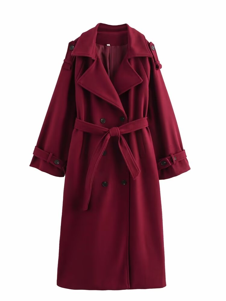 Double Button Long Trench Coat Jacket