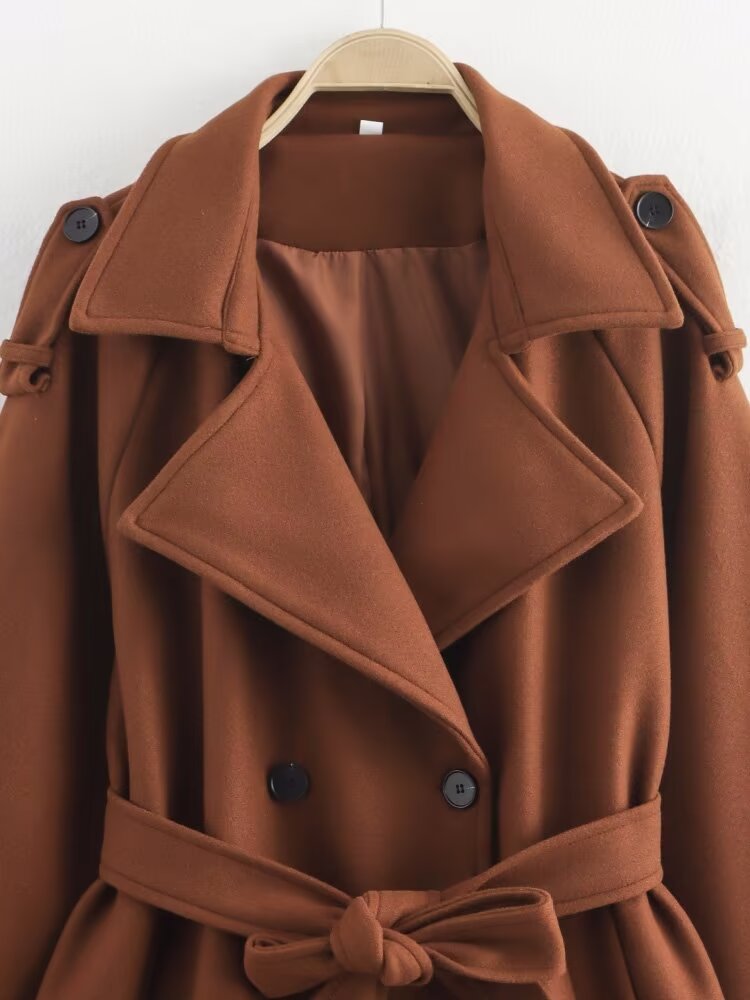 Double Breasted Woolen Cut Coat