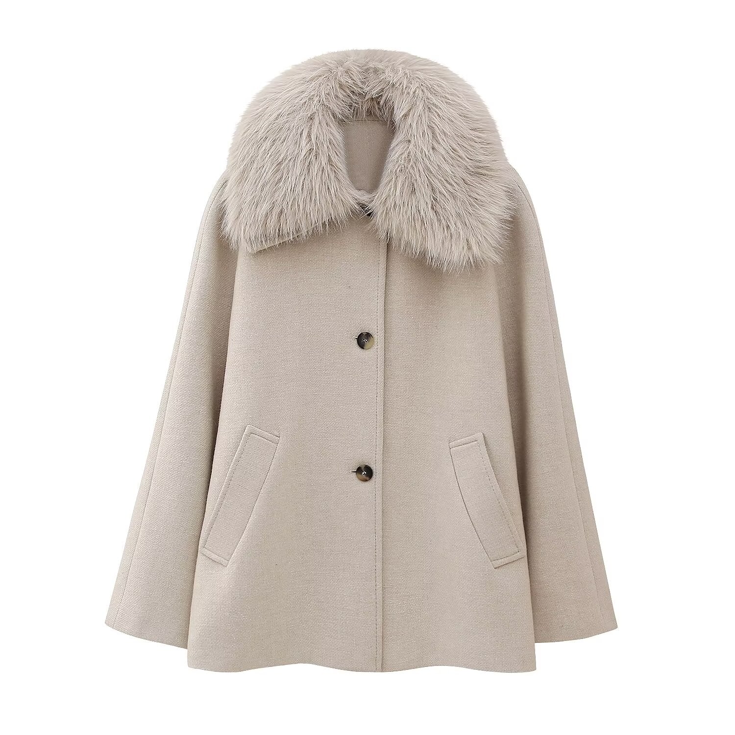 Blended Fur Collar Jacket