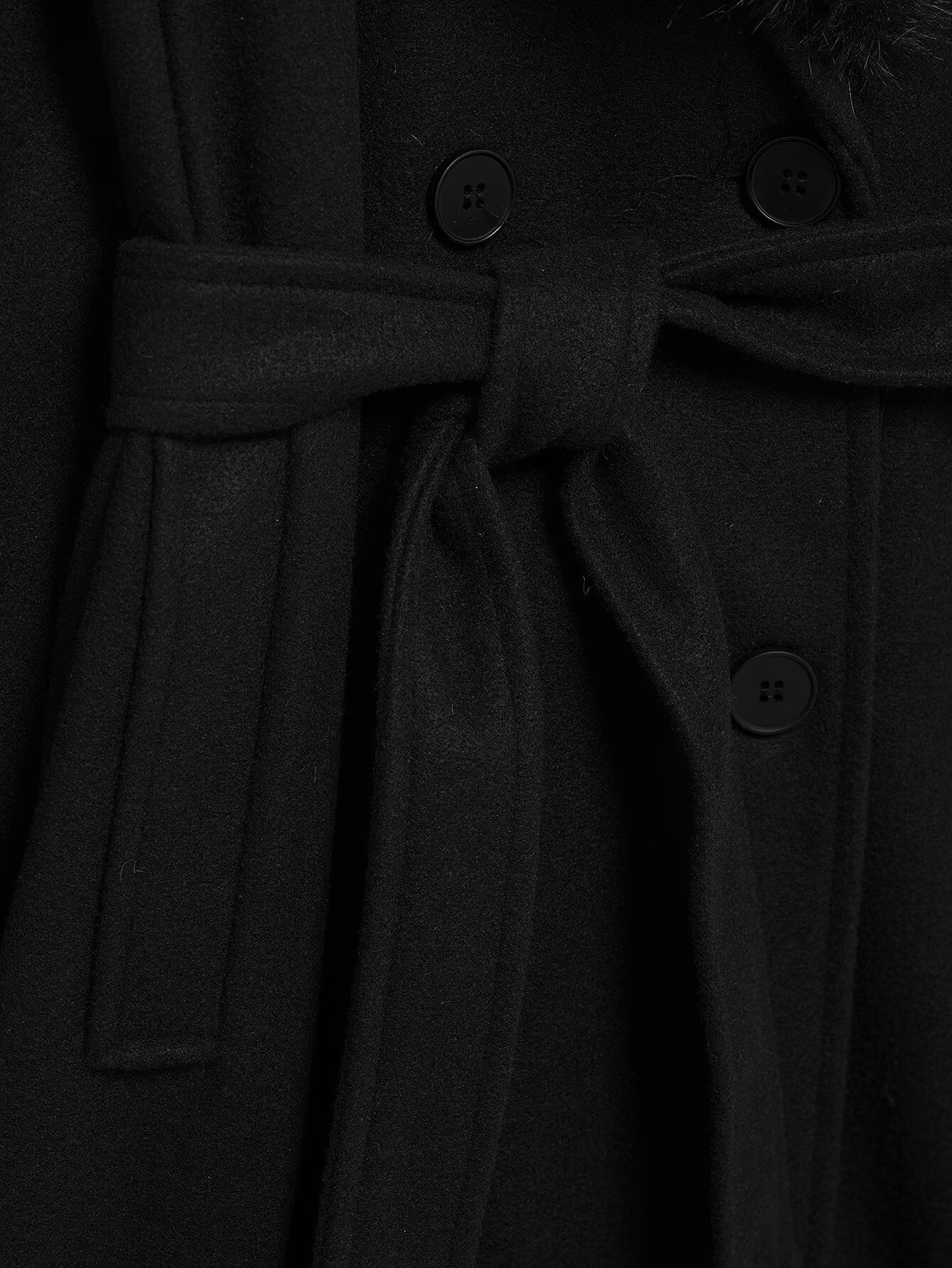 Artificial Fur Belted Trench Coat