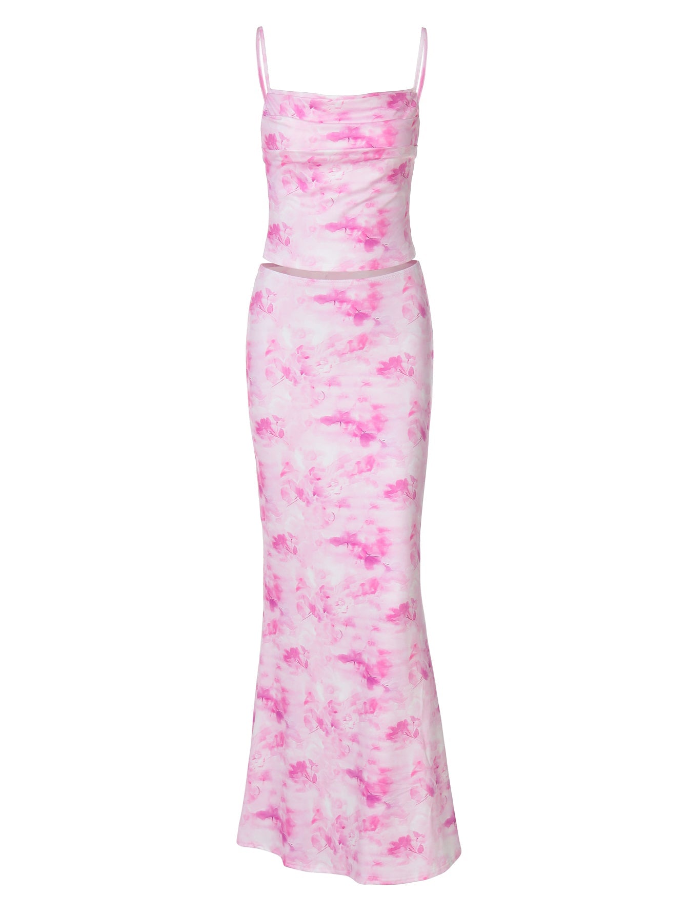 Women Clothing Spring Sexy Print Bandeau Sling Top Sexy Skirt Set