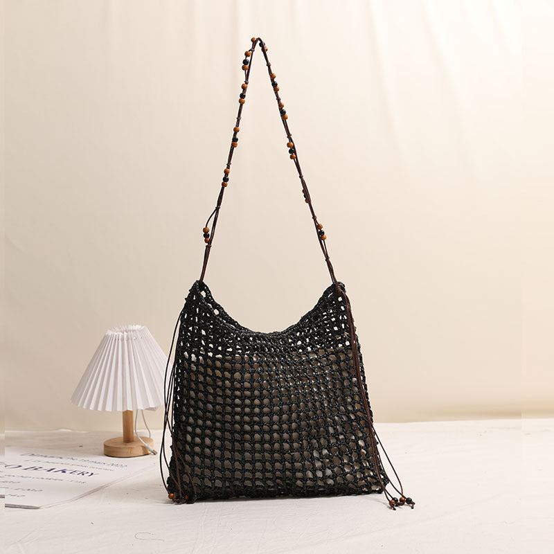 Casual Versatile Cotton Rope Cutout Rope Shoulder Bag