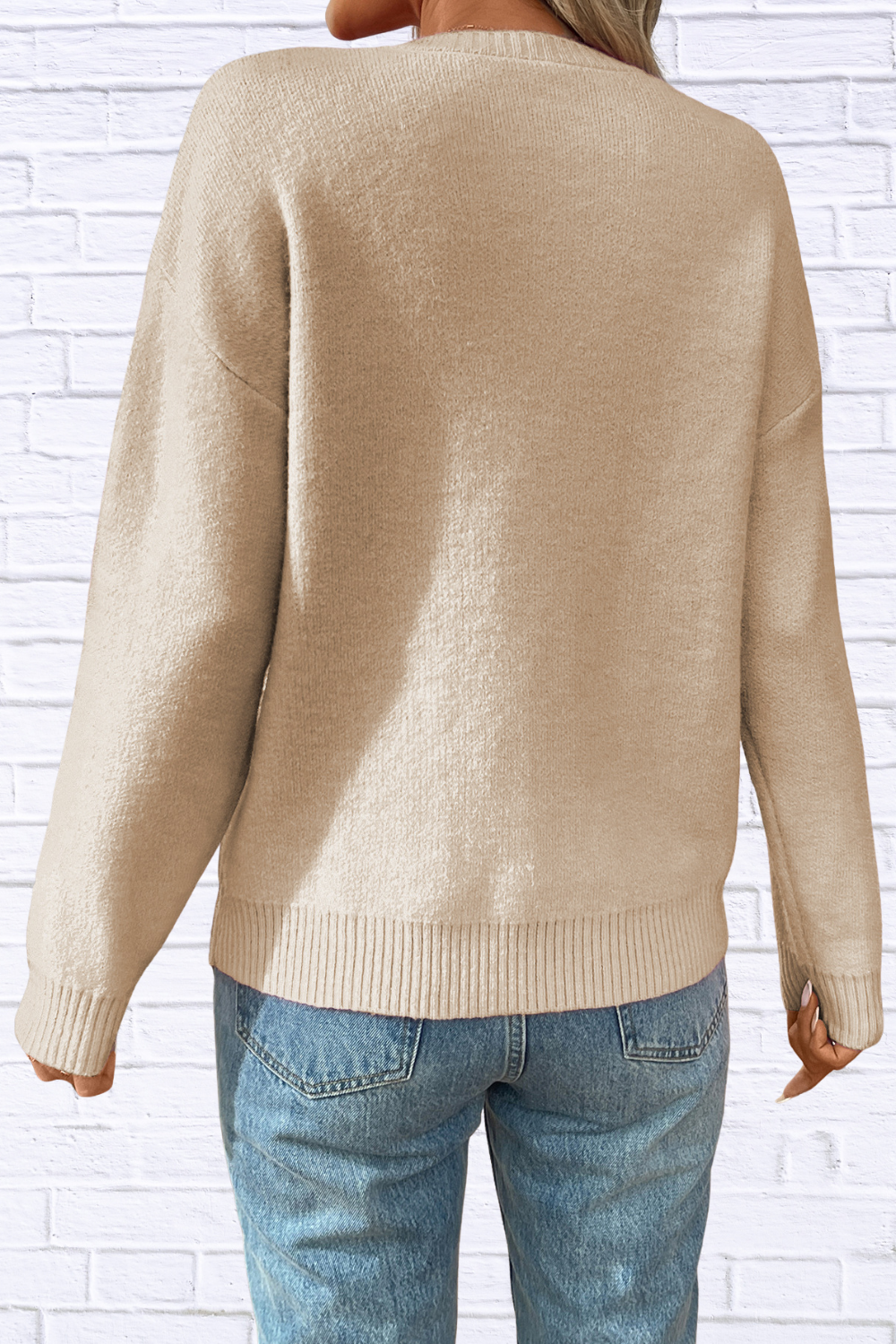 Bow Round Neck Long Sleeve Sweater