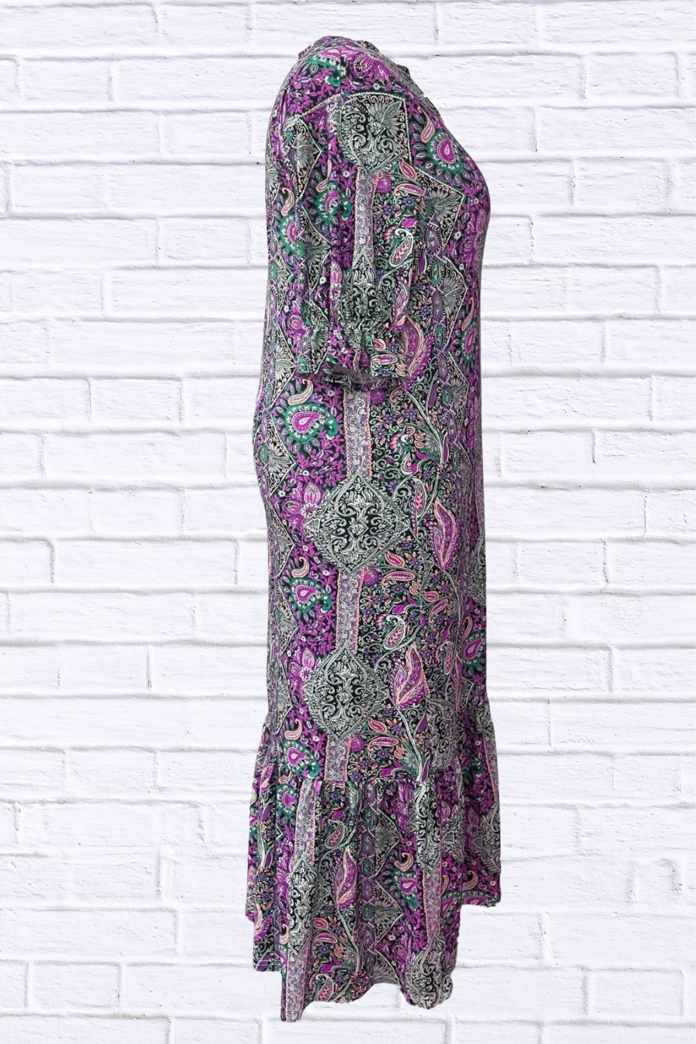 Bohemian Paisley Print Ruffle Hem Midi Dress