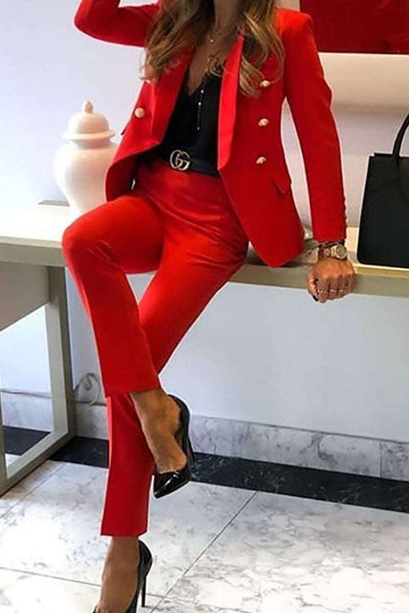 Fashion British Style Solid Patchwork Turn-back Collar Long Sleeve Two Pieces(4 Colors)